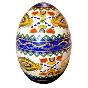Large Vintage Satsuma Style Porcelain Decorative‎ Egg 9"x6" Hand Painted Moriage